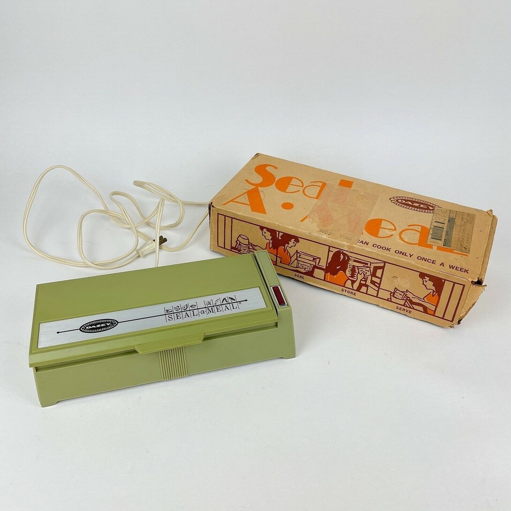 Vintage 1970s Dazey Seal A Meal Avocado Green Model 6000 Made In USA & Orig. Box